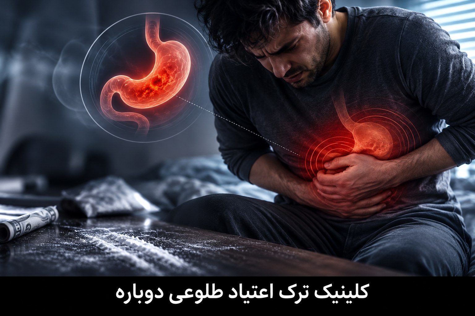 مشکل درد معده هنگام ترک کوکائین. کلینیک طلوعی دوباره
