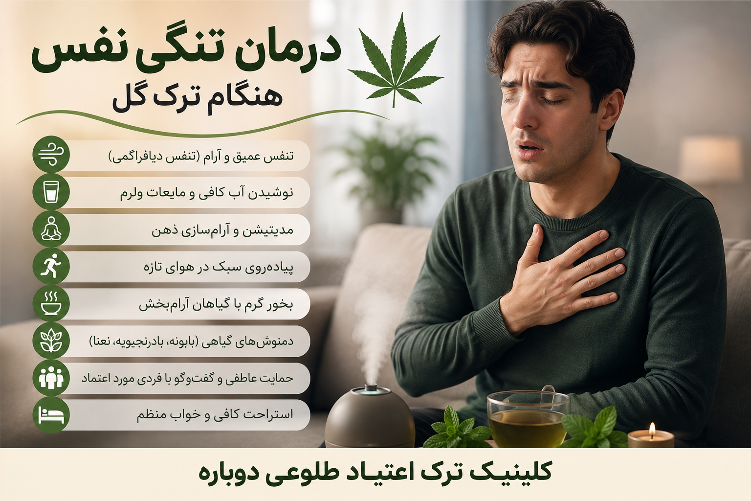 درمان تنگی نفس هنگام ترک گل